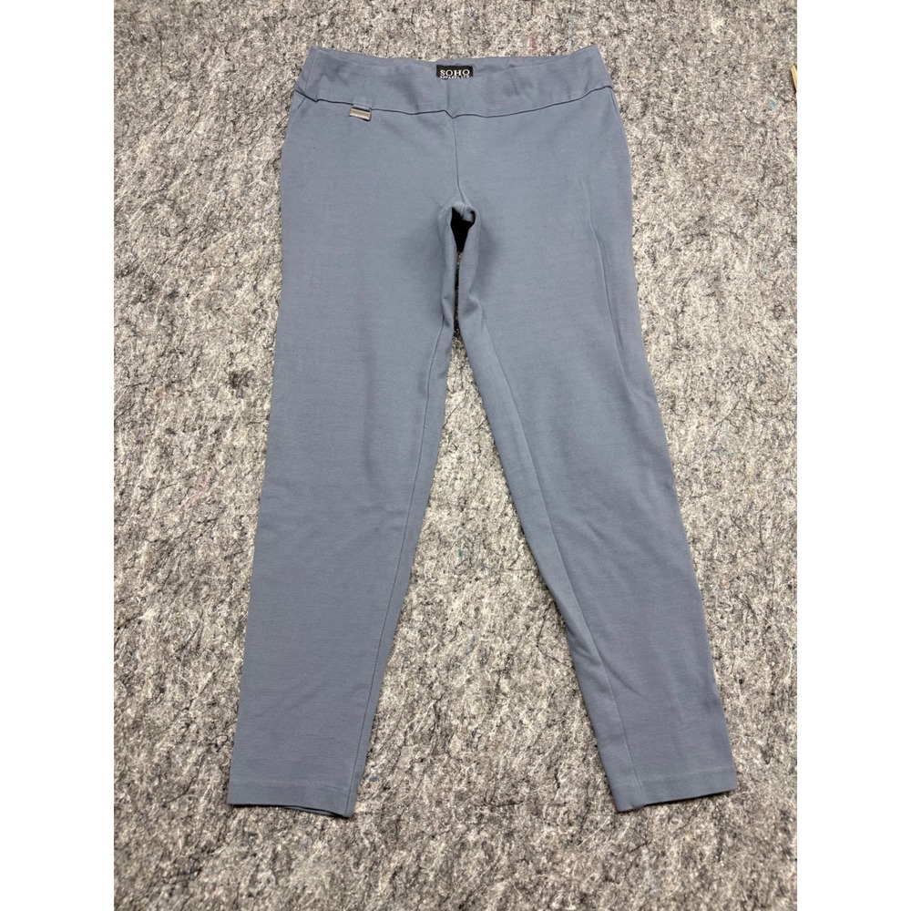 SOHO Apparel Ltd Womens Slate Blue Gray Ponte Pull On Slim Leg Pants Size S